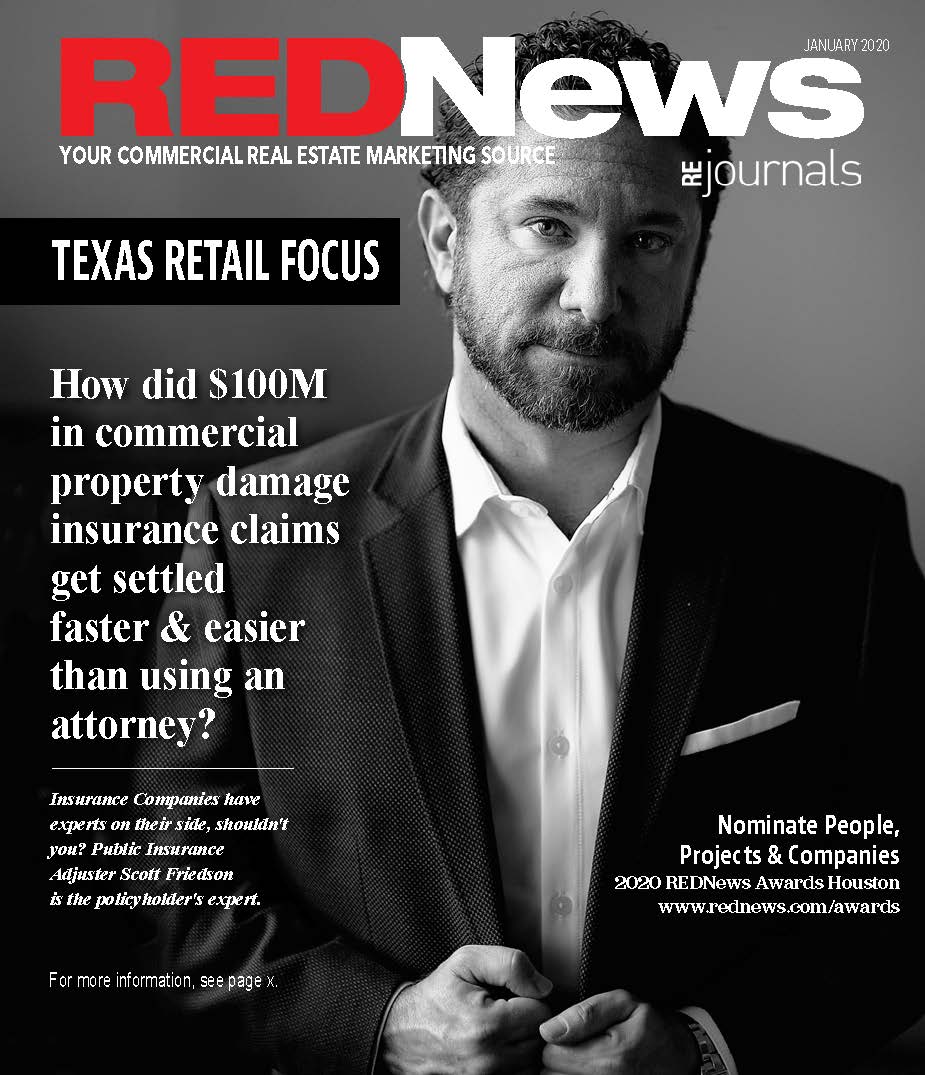 Press Releases & Media 2 January 2020 REDNews cover featuring Scott Friedson and commercial property insurance claims
