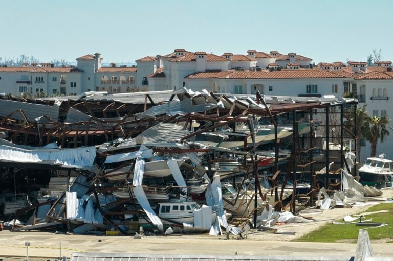 Wind damage to a commercial building documented in an ICRS property claim