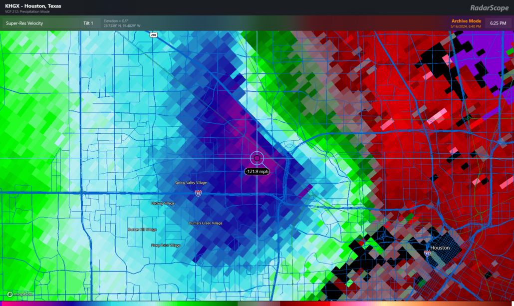 Insane winds down to about 2,000 feet moving into the northwest Loop at 6:23 PM. Whether or not it was a tornado, the outcome would be similar. (RadarScope) Insane winds down to about 2,000 feet moving into the northwest Loop at 6:23 PM. Whether or not it was a tornado, the outcome would be similar. (RadarScope)
