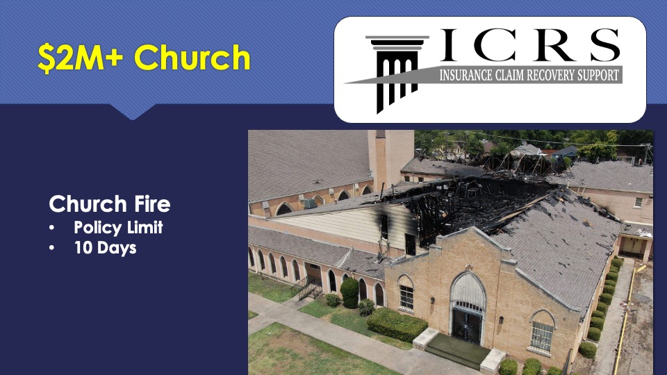 Saintsville Church fire insurance claim policy-limit case study